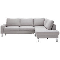 ECKSOFA in Flachgewebe Hellgrau  - Chromfarben/Hellgrau, Design, Textil/Metall (276/200cm) - Hom`in