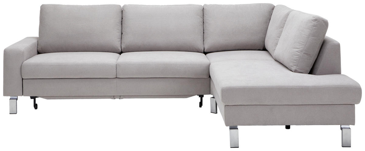 ECKSOFA in Flachgewebe Hellgrau  - Chromfarben/Hellgrau, Design, Textil/Metall (276/200cm) - Hom`in
