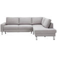 ECKSOFA Hellgrau Flachgewebe  - Chromfarben/Hellgrau, Design, Textil/Metall (276/200cm) - Hom`in