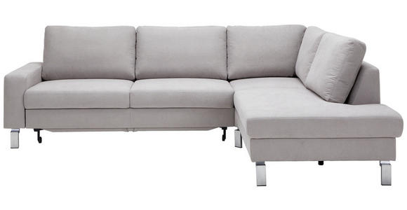 ECKSOFA Hellgrau Flachgewebe  - Chromfarben/Hellgrau, Design, Textil/Metall (276/200cm) - Hom`in