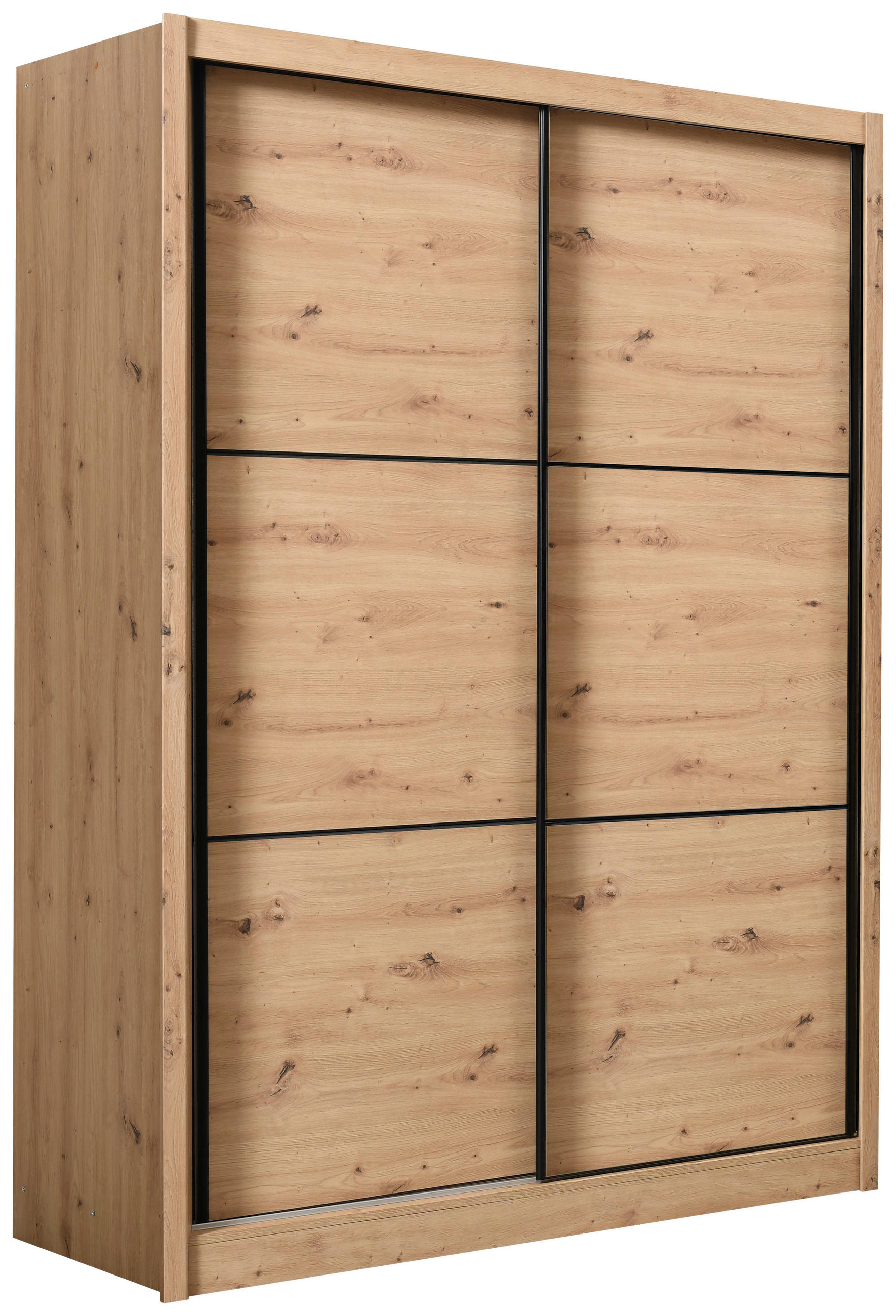 SCHIEBETÜRENSCHRANK 166/215,5/60 cm 2-türig Eiche Artisan  - Schwarz/Eiche Artisan, Basics, Holzwerkstoff/Metall (166/215,5/60cm) - Xora