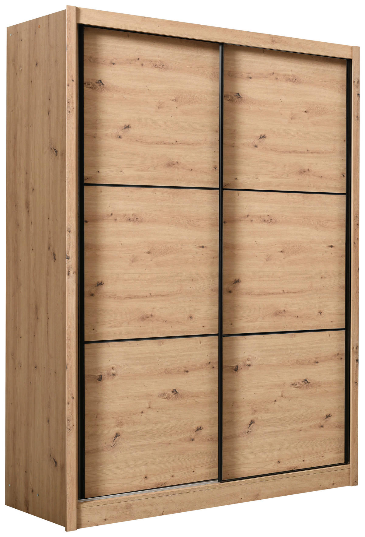 SCHIEBETÜRENSCHRANK 166/215,5/60 cm 2-türig Eiche Artisan  - Schwarz/Eiche Artisan, Basics, Holzwerkstoff/Metall (166/215,5/60cm) - Xora