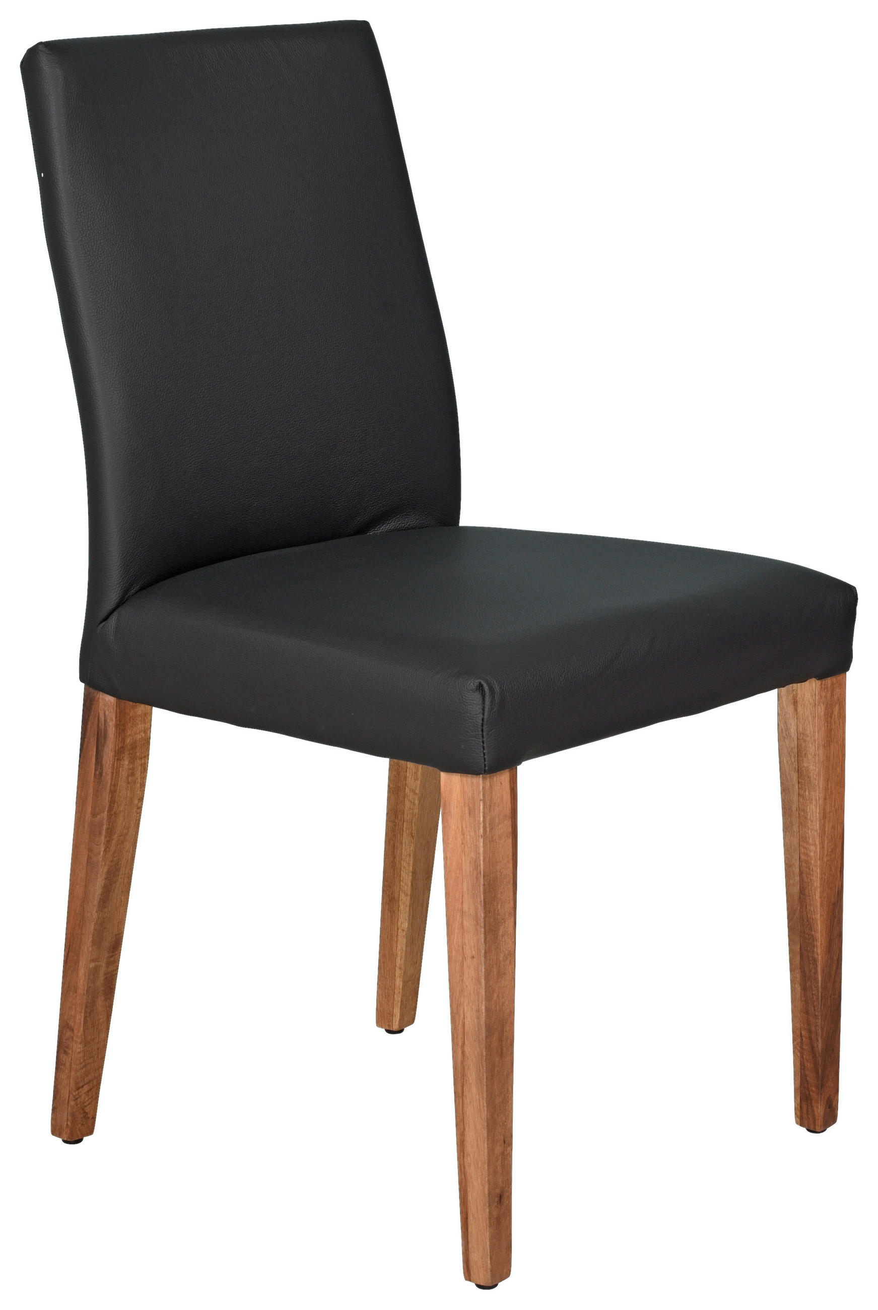 STUHL    Echtleder  - Nussbaumfarben/Schwarz, Konventionell, Leder/Holz (45/89/44cm)