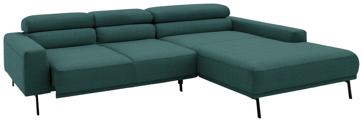 ECKSOFA Cord Waldgrün  - Waldgrün/Schwarz, Design, Textil/Metall (293/215-217cm) - Schöner Wohnen