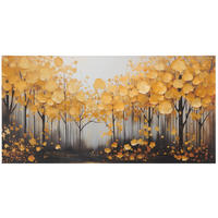 OBRAZ NA HLINÍKOVÉ DESCE, stromy, 100/50/2 cm - vícebarevná, Basics, kov (100/50/2cm)