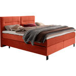 BOXSPRINGBETT 180/220 cm,  in Orange, Matratze, Topper, H2 + H3 = mittel + fest  - Schwarz/Orange, KONVENTIONELL, Textil/Metall (180/220cm) - Esposa