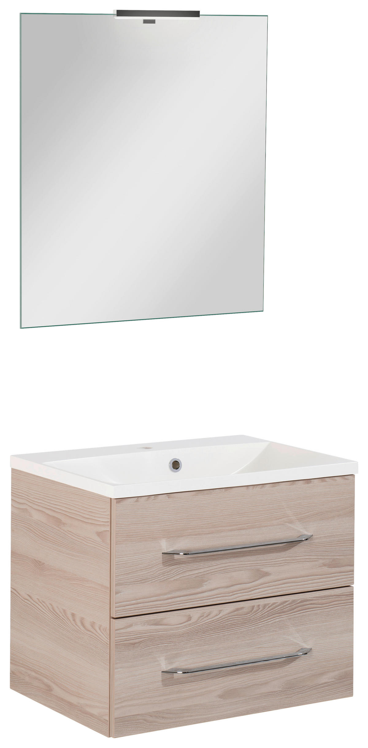 BADEZIMMER 4-teilig  in 60 cm  - Chromfarben/Eschefarben, MODERN, Holzwerkstoff/Stein (60cm) - MID.YOU