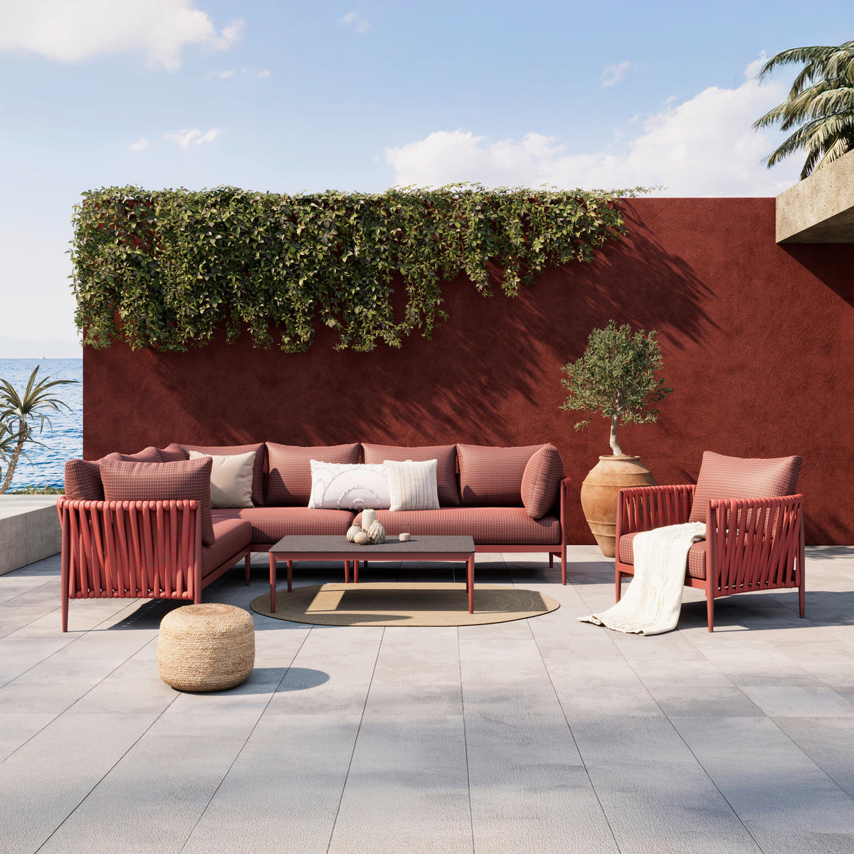 LOUNGESESSEL Rot Aluminium  - Rot, Design, Textil/Metall (91/68/81cm) - Amatio