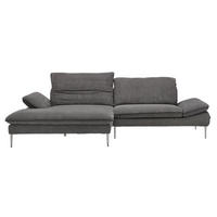 ECKSOFA Grau Webstoff  - Chromfarben/Schwarz, Design, Textil/Metall (185/292cm) - Chilliano