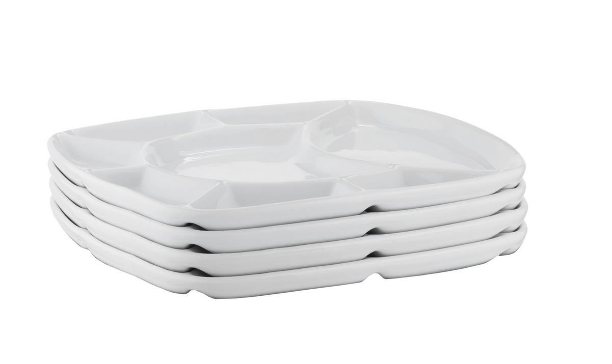 TELLERSET 4-teilig  - Weiß, Basics, Keramik (23/2,5/23cm) - Mäser