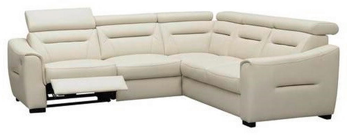 ECKSOFA Creme Echtleder Lederlook Schlaffunktion, Rücken echt, Relaxfunktion, Kopfteilverstellung  - Wengefarben/Creme, Design, Leder/Holz (260/260cm) - Celina Home