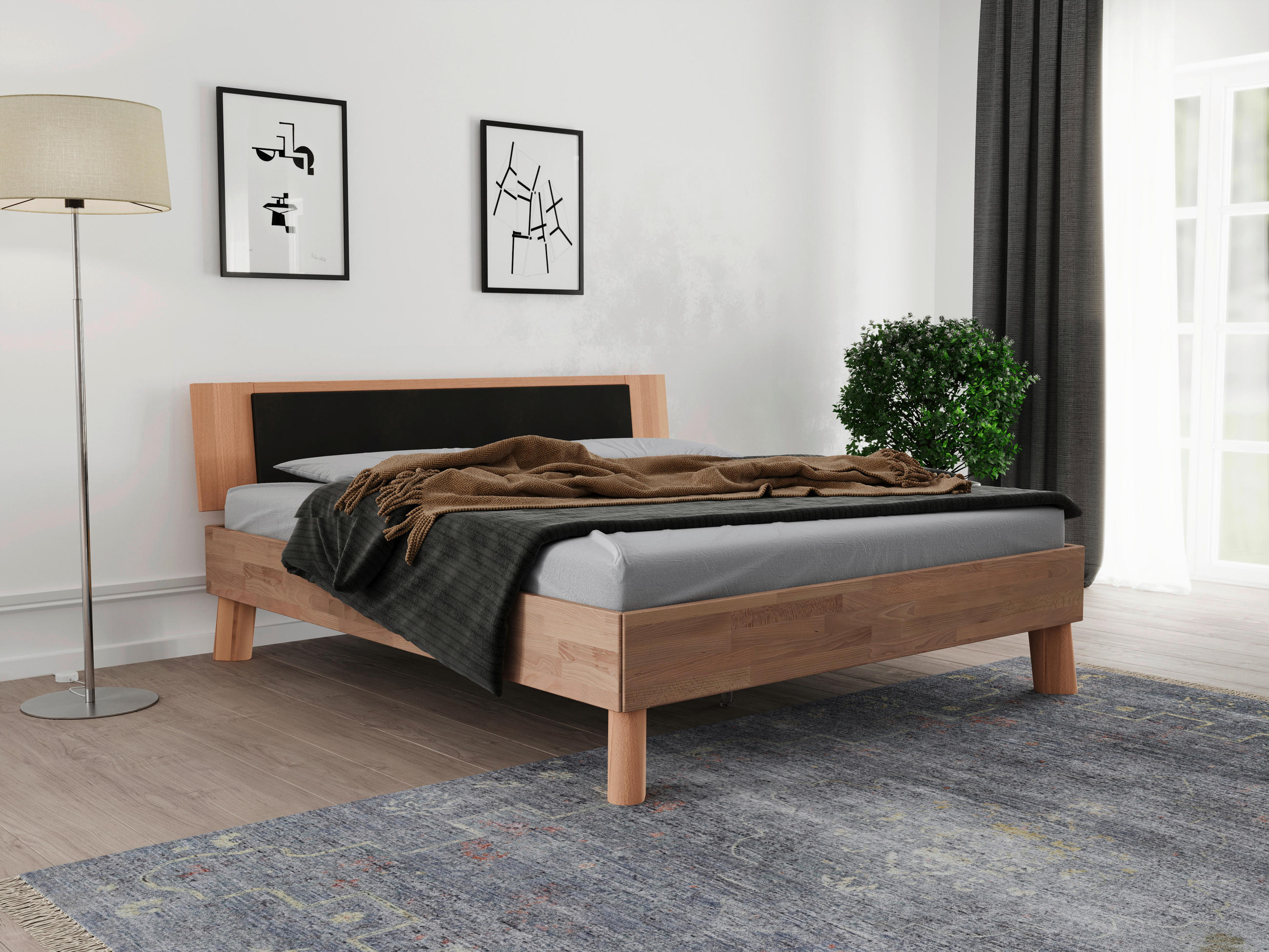 Livetastic Bett Natur, Kernbuche 160x200 cm