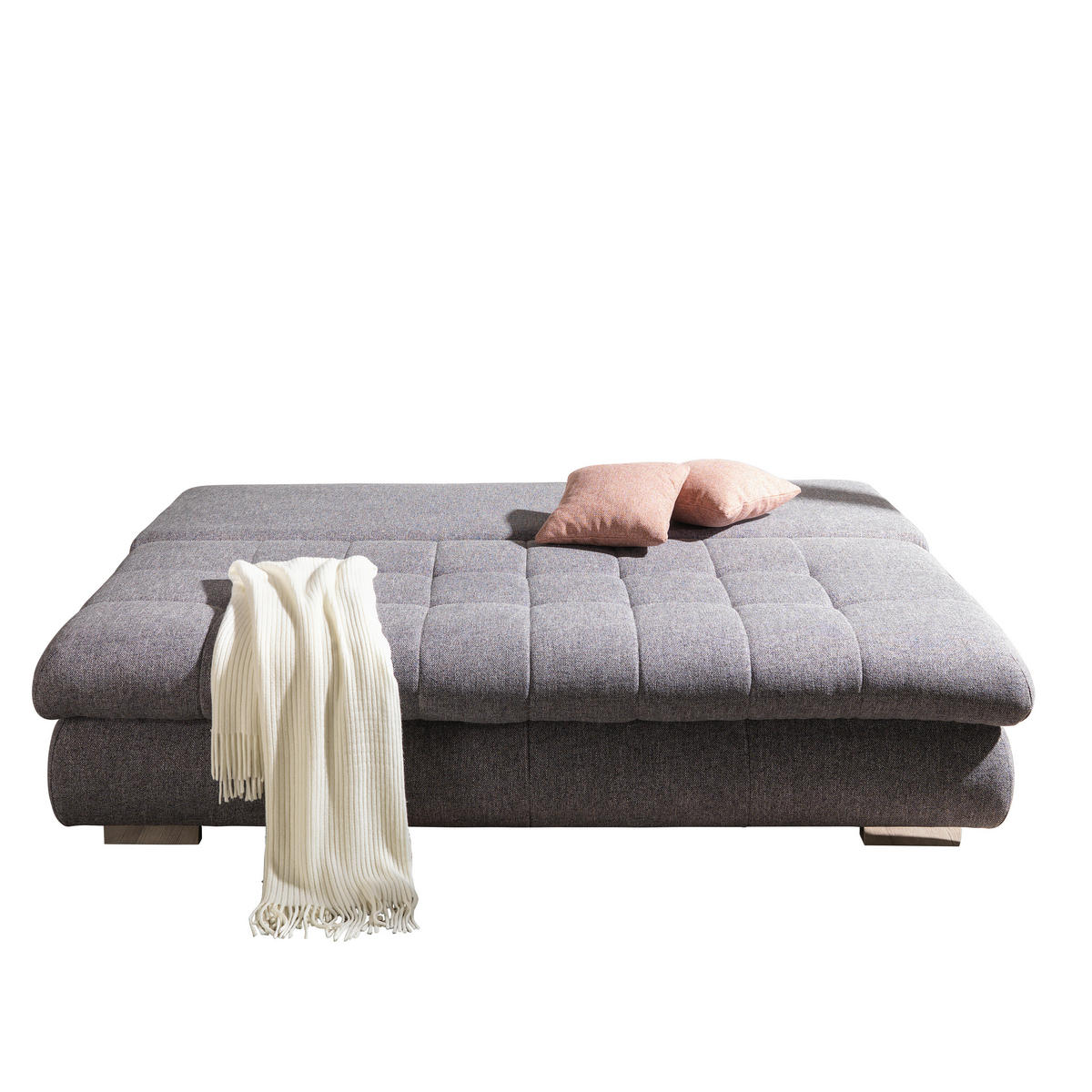 ZOFA S POSTELJNO FUNKCIJO,  siva tekstil  - barve kroma/siva, Design, umetna masa/tekstil (205/88/96cm) - Ti'me