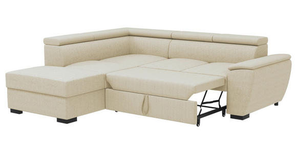 ECKSOFA  in Flachgewebe Beige  - Beige/Schwarz, KONVENTIONELL, Kunststoff/Textil (220/266cm) - Carryhome