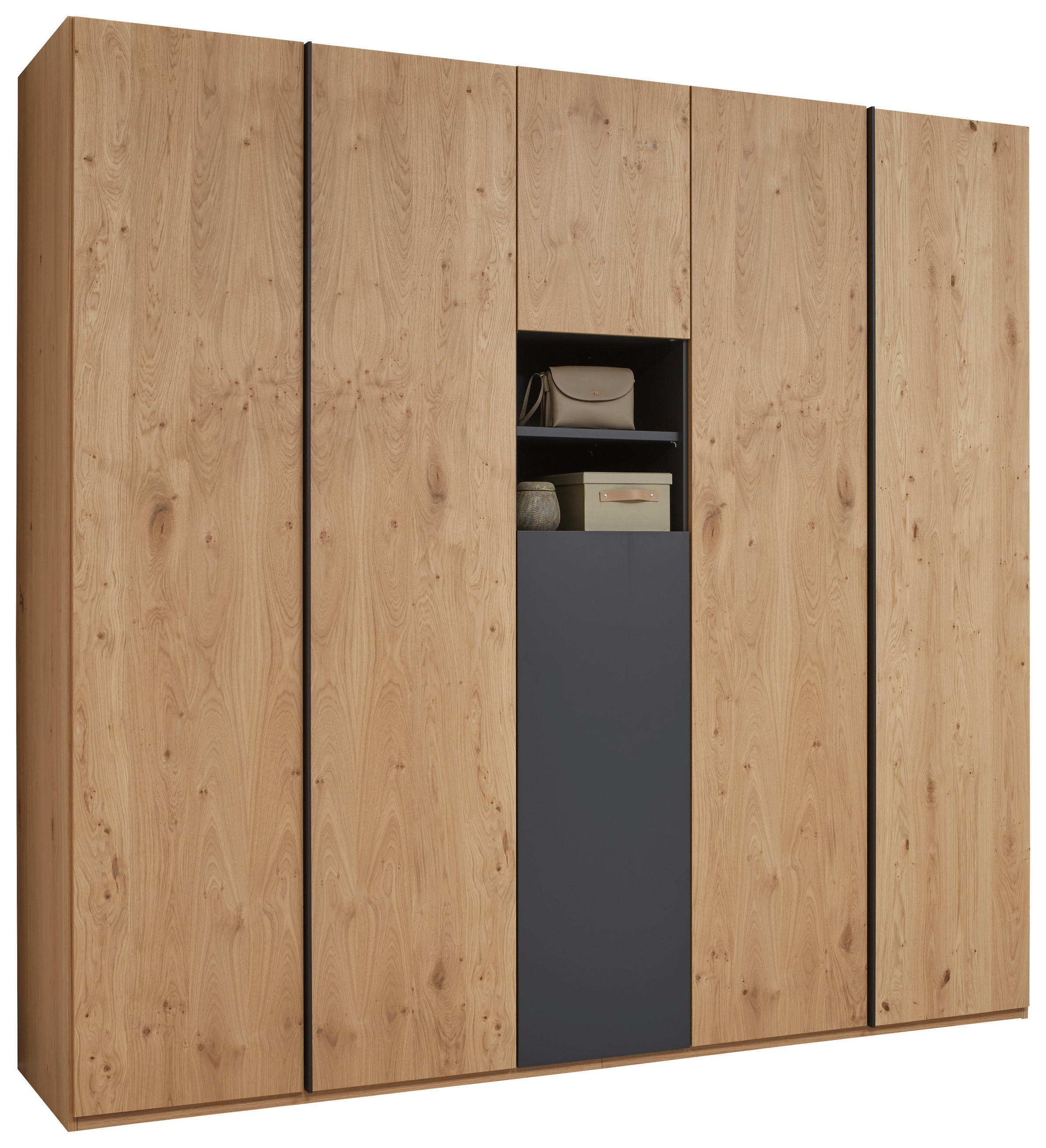 DREHTÜRENSCHRANK 200,1/229,4/59,5 cm,  in Anthrazit, Eichefarben, 6-türig  - Eichefarben/Anthrazit, KONVENTIONELL, Holzwerkstoff/Metall (200,1/229,4/59,5cm) - Dieter Knoll