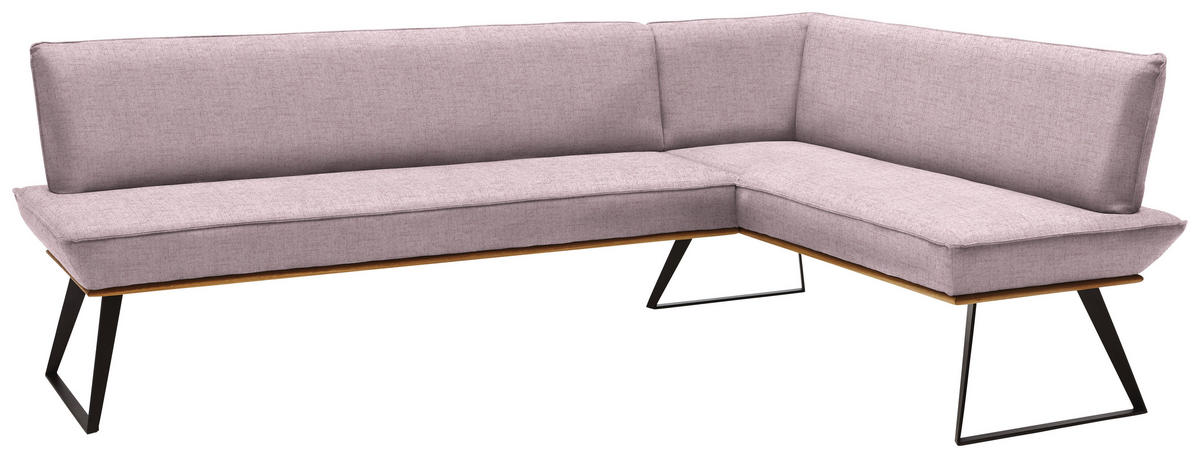 ECKBANK 223/163 cm Webstoff Rosa, Schwarz, Eichefarben Eiche massiv   - Eichefarben/Schwarz, Design, Holz/Textil (223/163cm) - Voleo