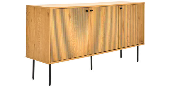 SIDEBOARD Line  in 150/75/40 cm  - Eichefarben/Schwarz, Design, Holzwerkstoff/Metall (150/75/40cm) - Carryhome