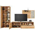 WOHNWAND  in Wildeiche  322,4/205,5/45,2 cm    - Wildeiche/Schwarz, Natur, Glas/Holz (322,4/205,5/45,2cm) - Valnatura
