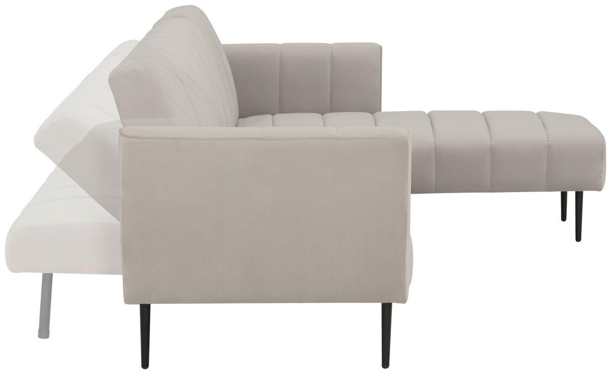 ECKSOFA Creme Samt  - Creme/Schwarz, MODERN, Textil/Metall (253/87/169cm) - P & B