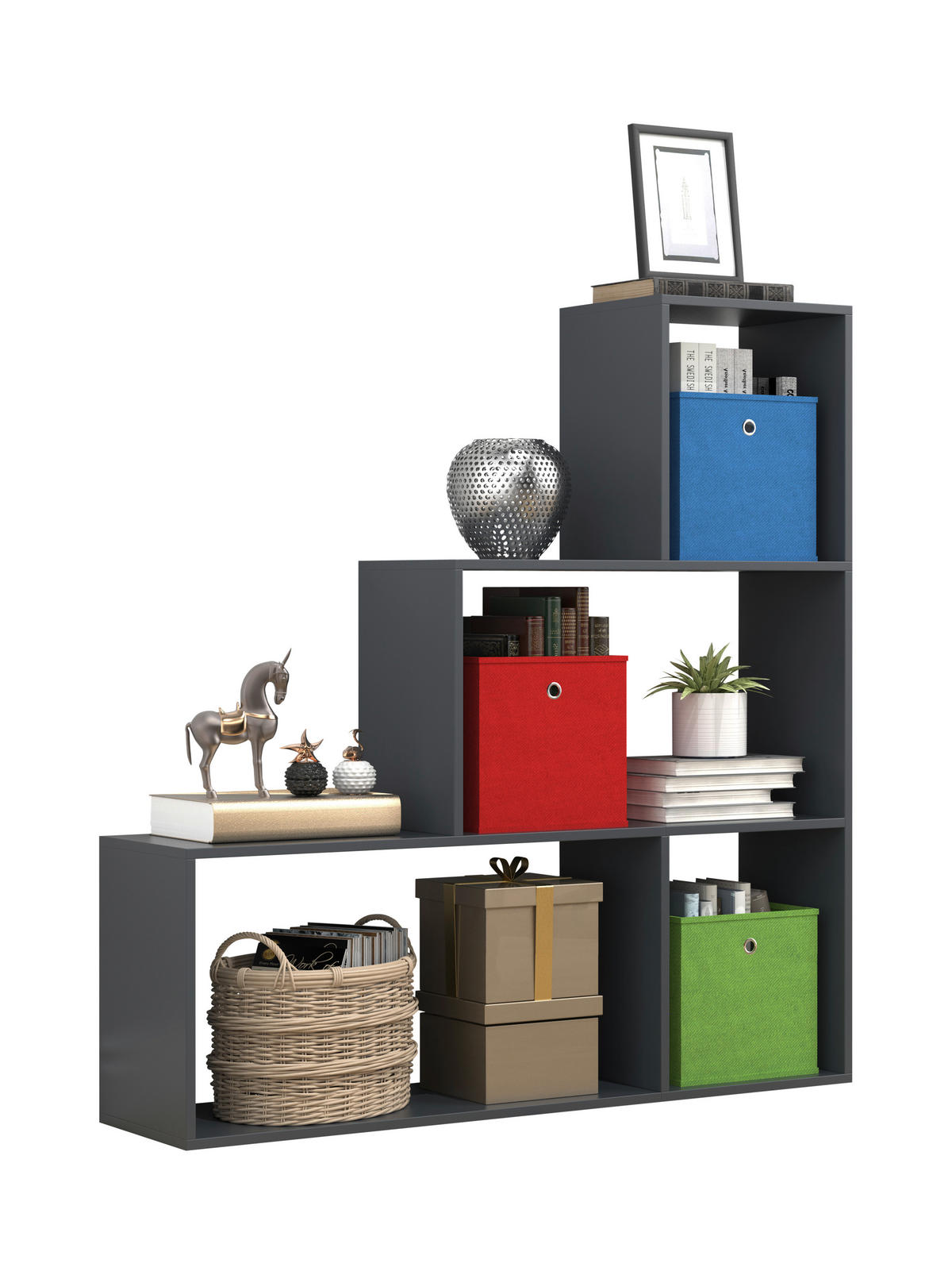 REGAL  117/123/29 cm Anthrazit  - Anthrazit, Basics, Holzwerkstoff (117/123/29cm) - MID.YOU