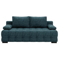 SCHLAFSOFA in Velours Blau  - Blau/Schwarz, KONVENTIONELL, Kunststoff/Textil (209/96/100cm) - Stylife