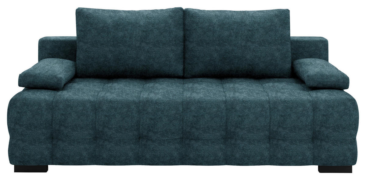 SCHLAFSOFA in Velours Blau  - Blau/Schwarz, KONVENTIONELL, Kunststoff/Textil (209/96/100cm) - Stylife