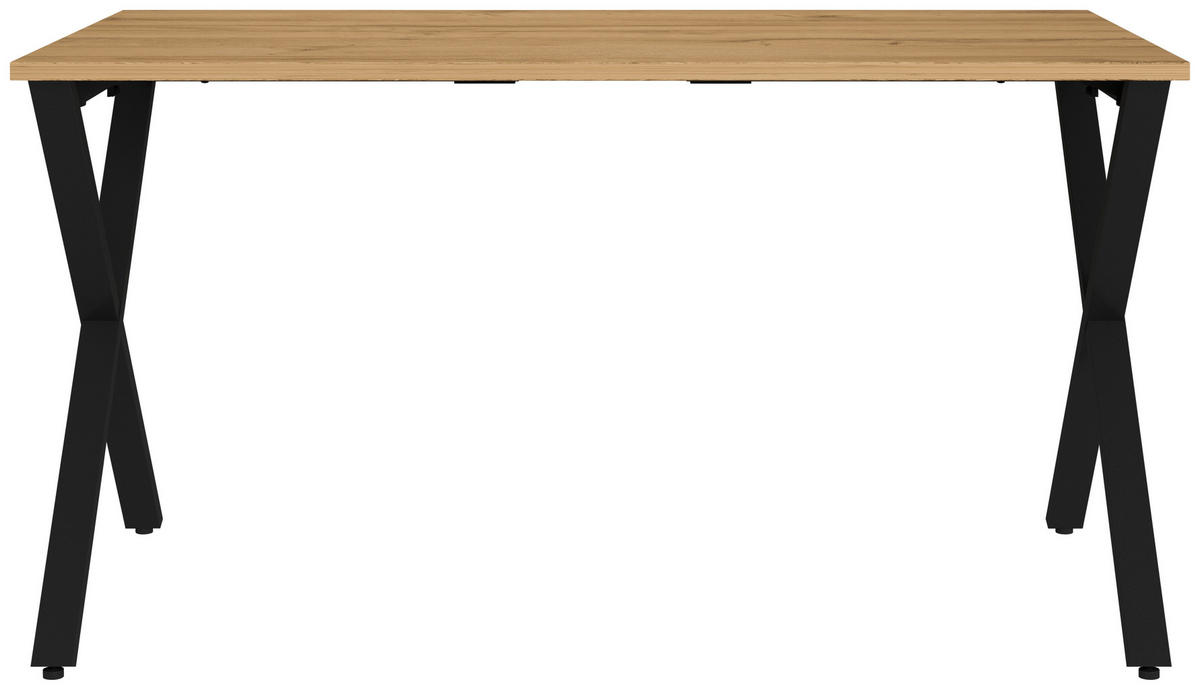 SCHREIBTISCH 140/80/75 cm  in Schwarz, Eichefarben  - Eichefarben/Schwarz, MODERN, Holzwerkstoff/Metall (140/80/75cm) - Novel