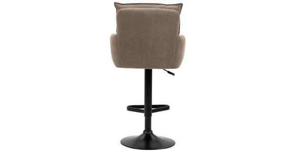BARHOCKER Cord Braun, Schwarz Eisen Stoffauswahl, Sitzfläche 360° drehbar, inklusive Armlehnen - Schwarz/Braun, Design, Textil/Metall (54/98-120/58cm) - Novel