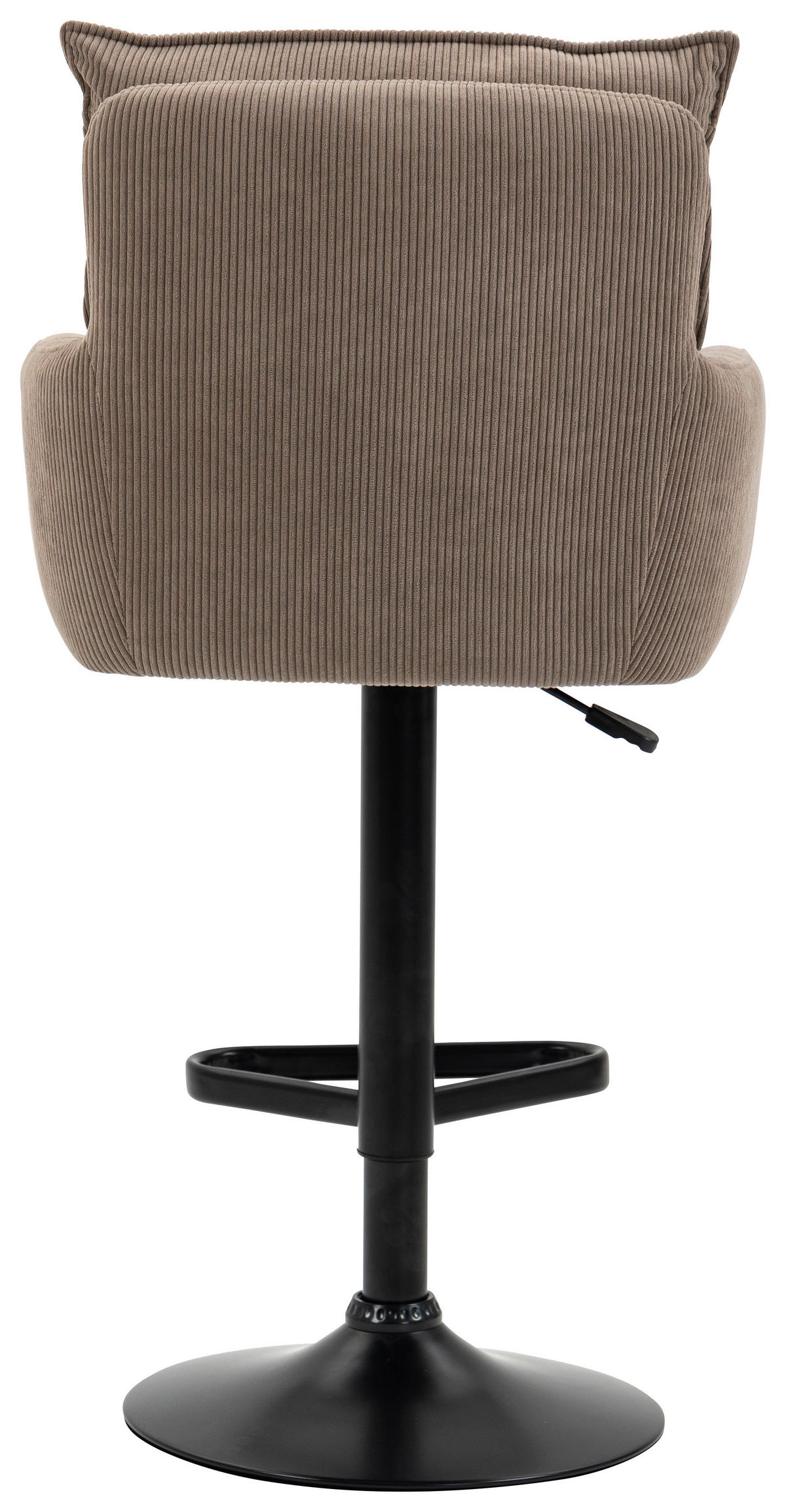 BARHOCKER Cord Braun, Schwarz Eisen Stoffauswahl, Sitzfläche 360° drehbar, inklusive Armlehnen  - Schwarz/Braun, Design, Textil/Metall (54/98-120/58cm) - Novel