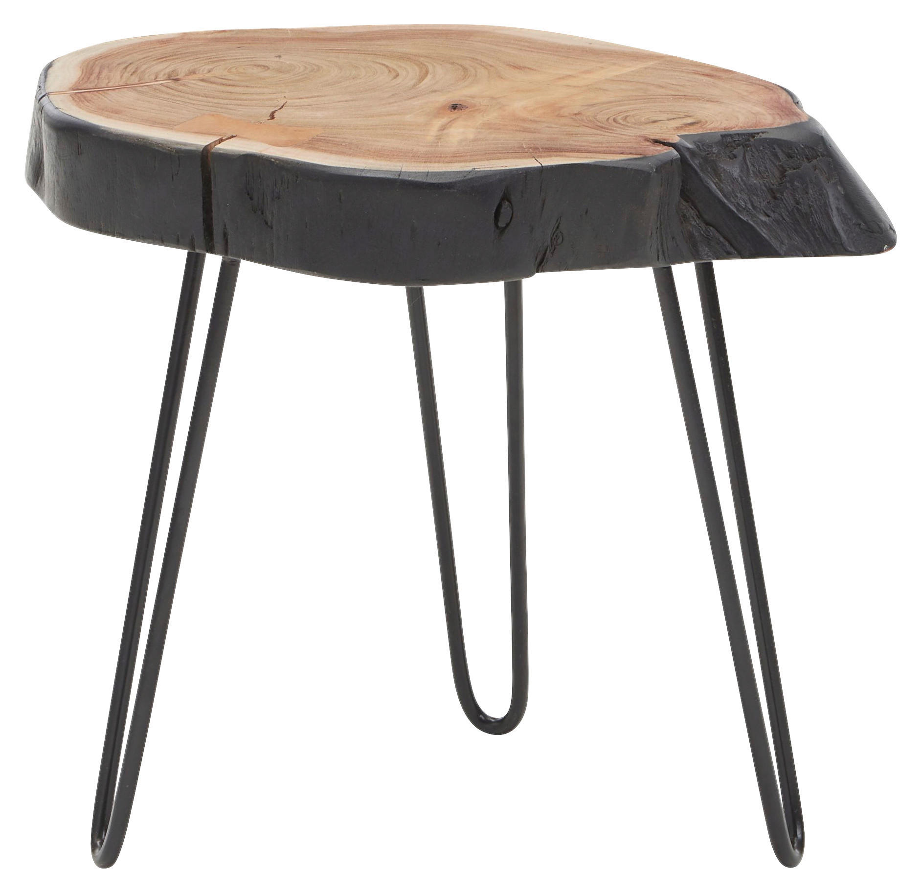 BEISTELLTISCH 40/32/40 cm Akazie massiv Akaziefarben Freiform  - Schwarz/Akaziefarben, MODERN, Holz/Metall (40/32/40cm) - MID.YOU
