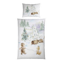 BABYBETTWÄSCHESET 100/135 cm  - Waldgrün/Weiss, Basics, Textil (100/135cm) - Patinio