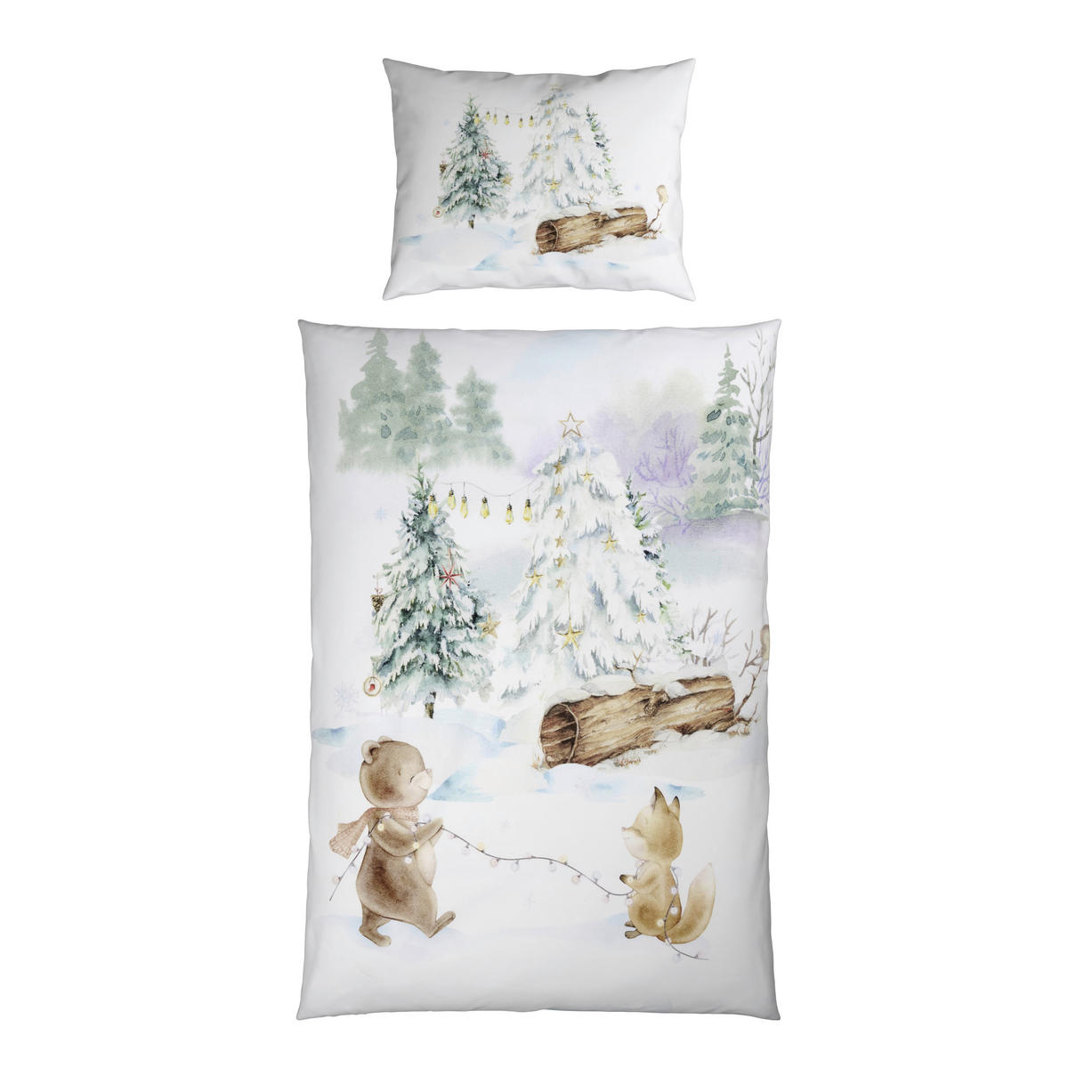 BABYBETTWÄSCHESET 100/135 cm  - Waldgrün/Weiss, Basics, Textil (100/135cm) - Patinio