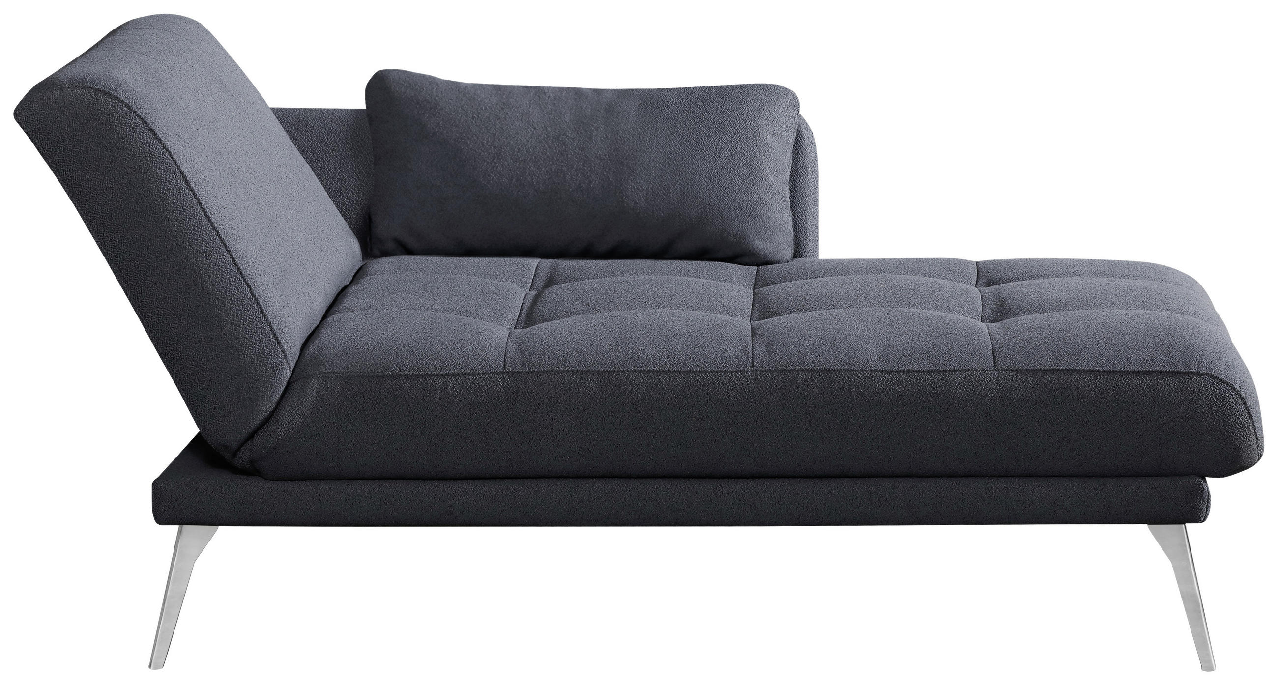 RÉCAMIERE Dunkelgrau  - Chromfarben/Dunkelgrau, KONVENTIONELL, Textil/Metall (200/85/106cm) - Novel
