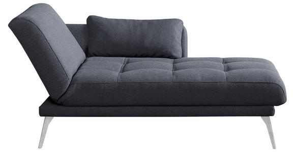RÉCAMIERE Dunkelgrau - Chromfarben/Dunkelgrau, KONVENTIONELL, Textil/Metall (200/85/106cm) - Novel