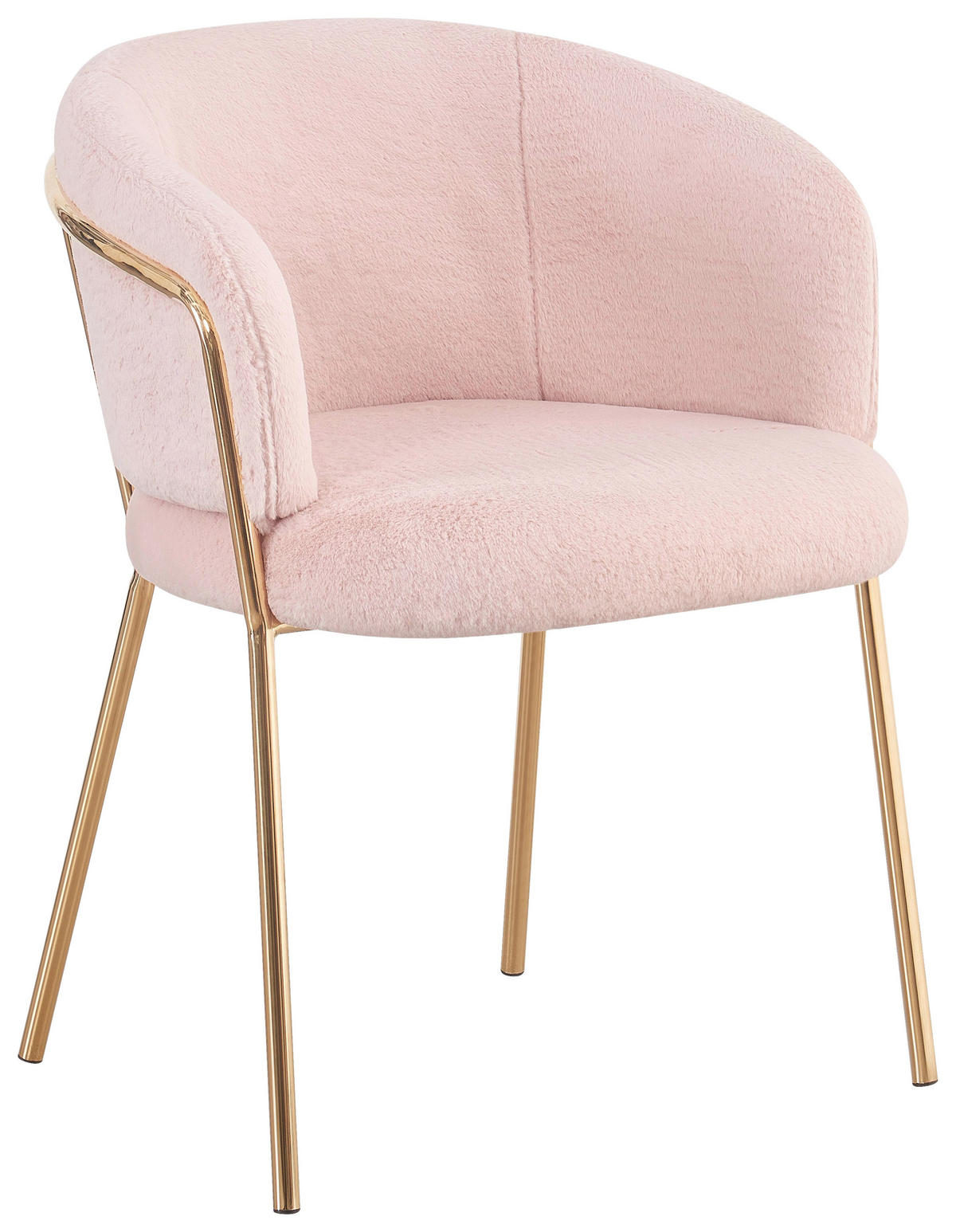 ARMLEHNSTUHL  in Eisen Plüsch  - Goldfarben/Rosa, Design, Textil/Metall (58/76/59,5cm) - Novel