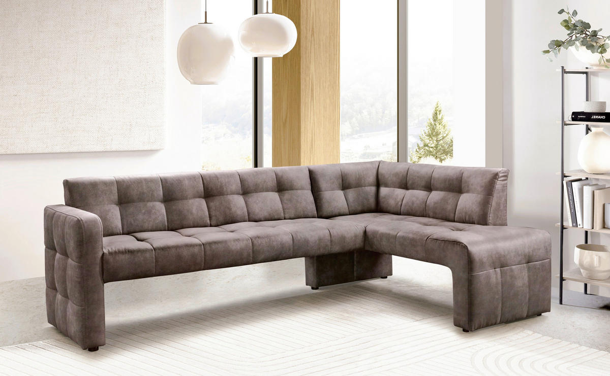 KLUPA KUTNA  smeđa  drvo, tekstil, drvni materijal      - smeđa/crna, Moderno, drvni materijal/drvo (245/157cm) - Livetastic