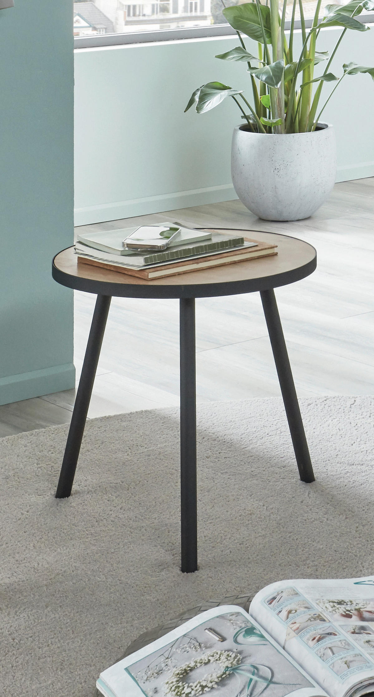 BEISTELLTISCH in Metall, Holzwerkstoff 50/50/52 cm  - Eichefarben/Schwarz, Design, Holzwerkstoff/Metall (50/50/52cm)