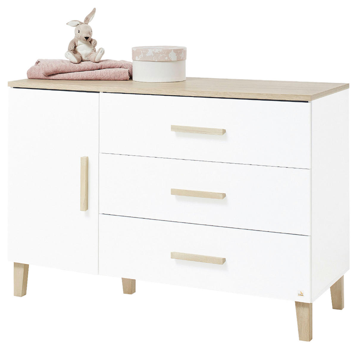 WICKELKOMMODE PINOLINO LUMI 136/101/77 cm  - Eichefarben/Weiß, Design, Holz/Holzwerkstoff (136/101/77cm) - Pinolino