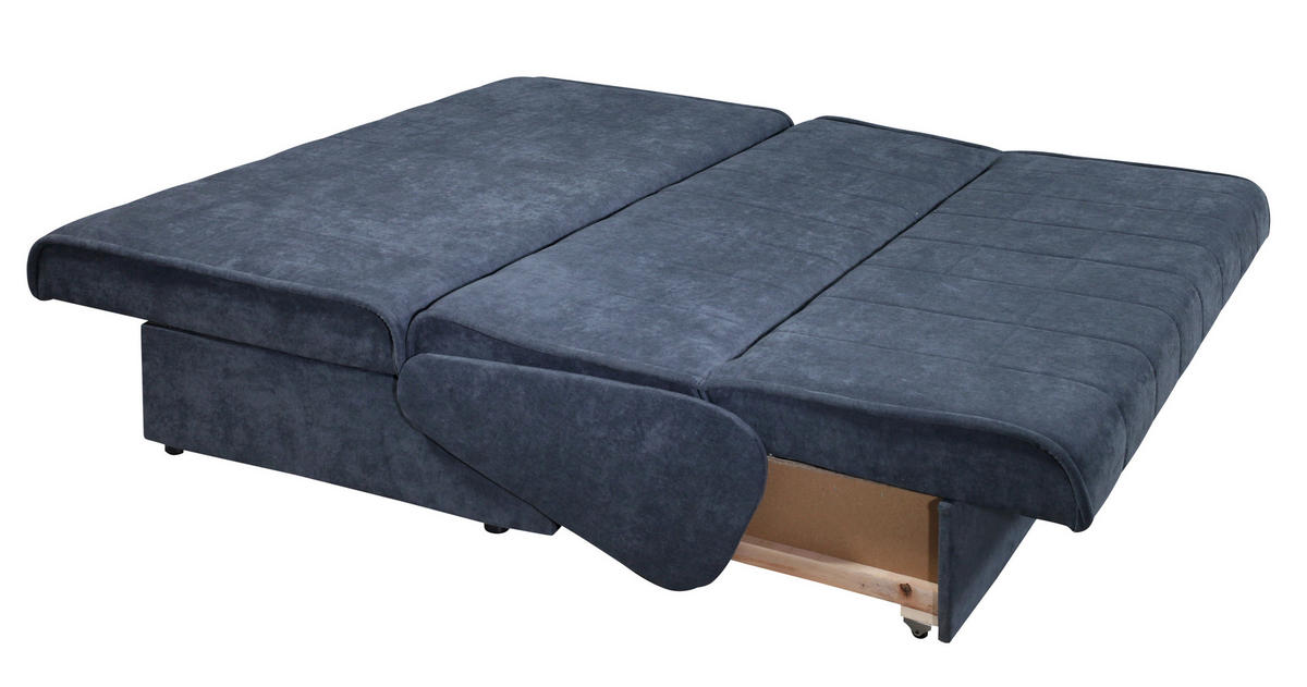 ZOFA S POSTELJNO FUNKCIJO,  modra tekstil  - modra/črna, Konvencionalno, tekstil (166/87/110cm) - Boxxx