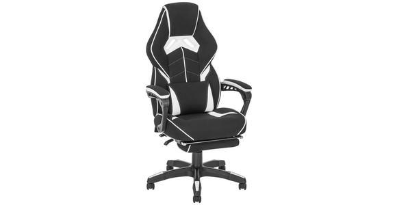 GAMINGSTUHL in Lederlook, Mikrofaser, Vliesstoff Schwarz, Weiß - Schwarz/Weiß, Design, Kunststoff/Textil (65/114/67cm) - Novel