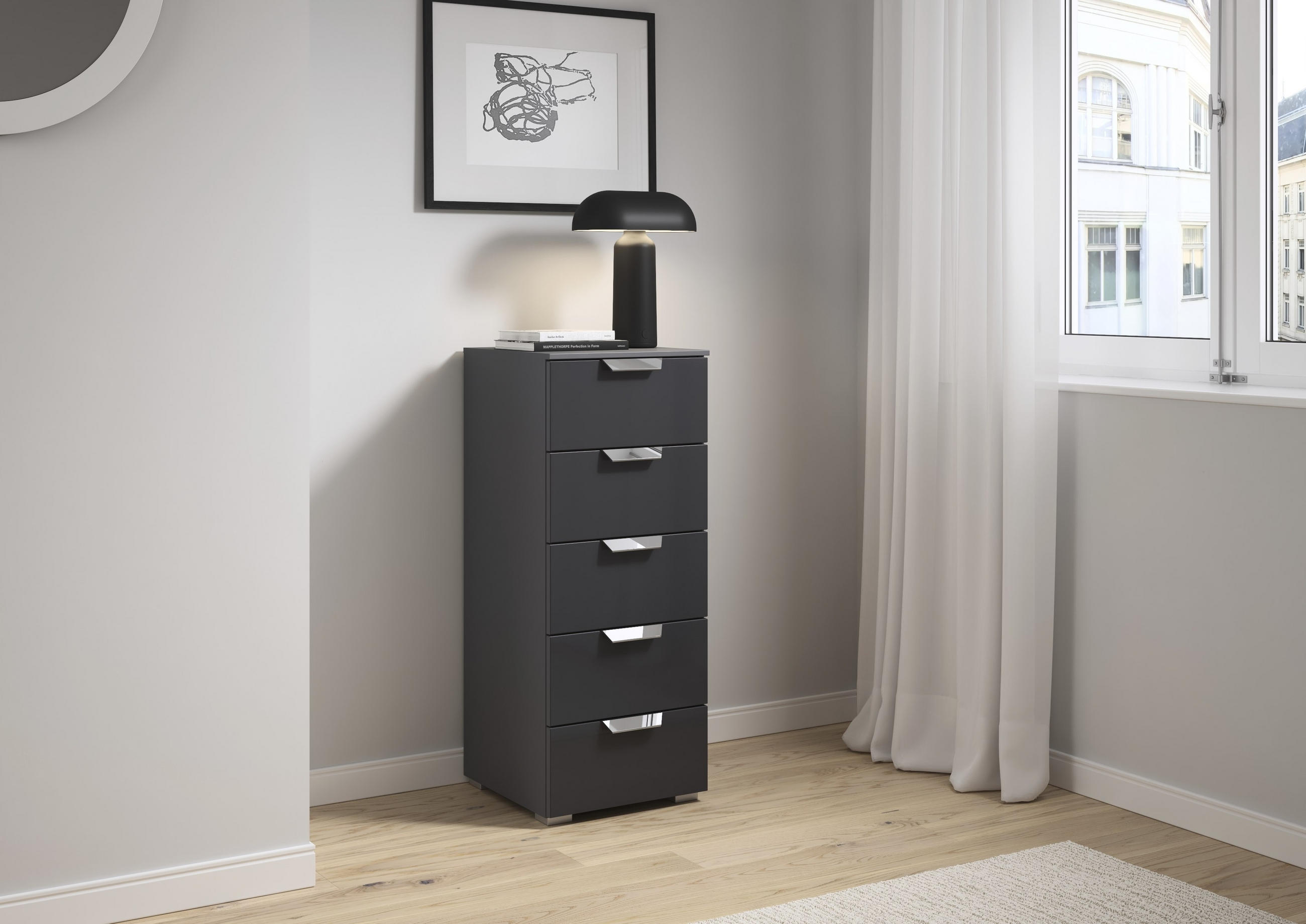 KOMMODE  in 40/100/35 cm  - Chromfarben/Dunkelgrau, Design, Glas/Holzwerkstoff (40/100/35cm) - Carryhome