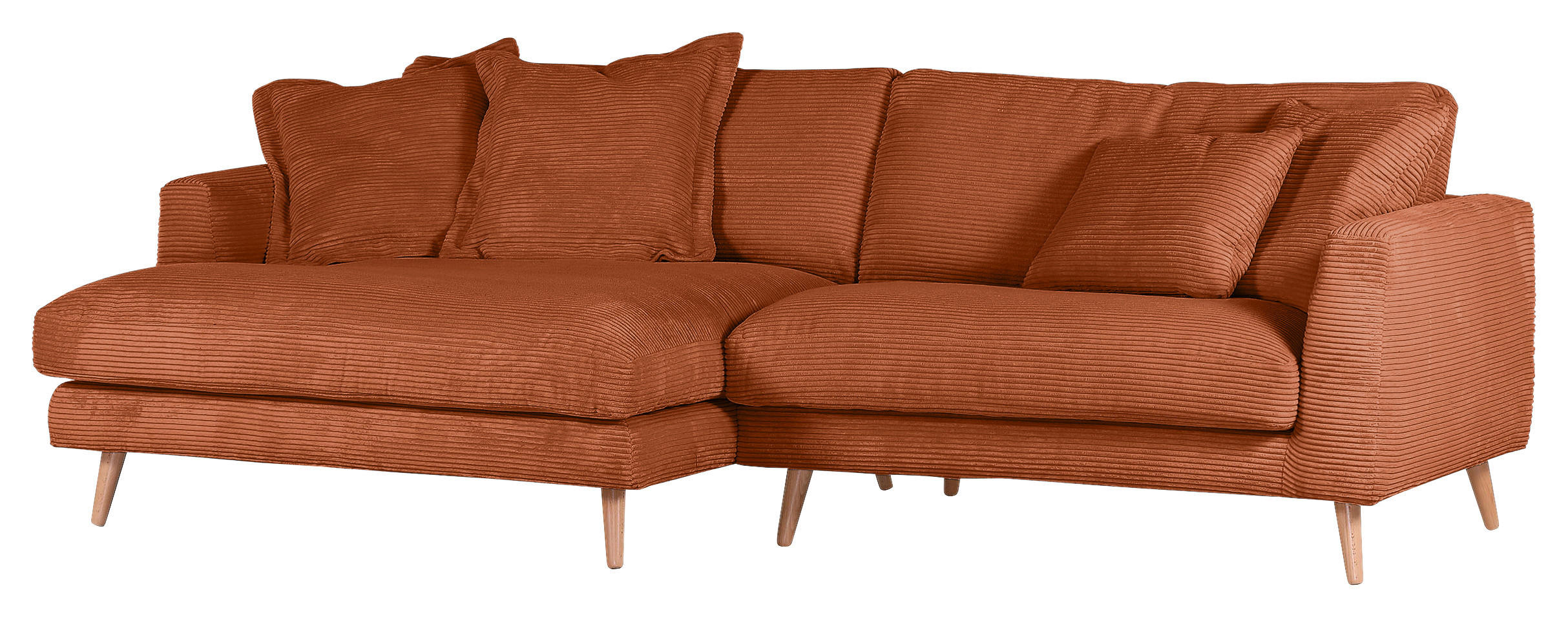 ECKSOFA in Cord Kupferfarben - Naturfarben/Kupferfarben, Romantik / Landhaus, Holz/Textil (140/270cm) - Landscape