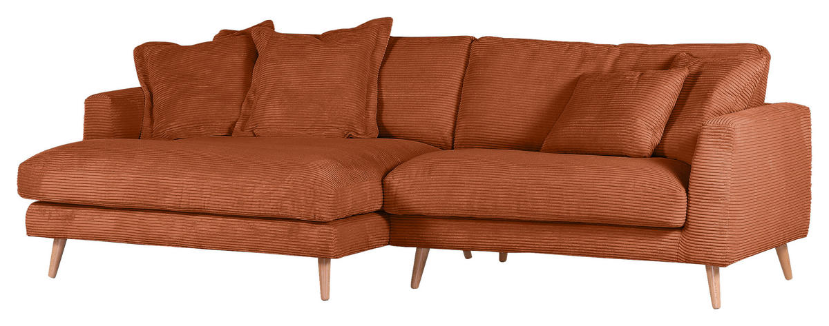 ECKSOFA Kupferfarben Cord  - Naturfarben/Kupferfarben, ROMANTIK / LANDHAUS, Holz/Textil (140/270cm) - Landscape