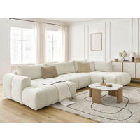 WOHNLANDSCHAFT  FUJI  Beige Leinenoptik  - Beige/Schwarz, MODERN, Kunststoff/Textil (160/377/204cm)