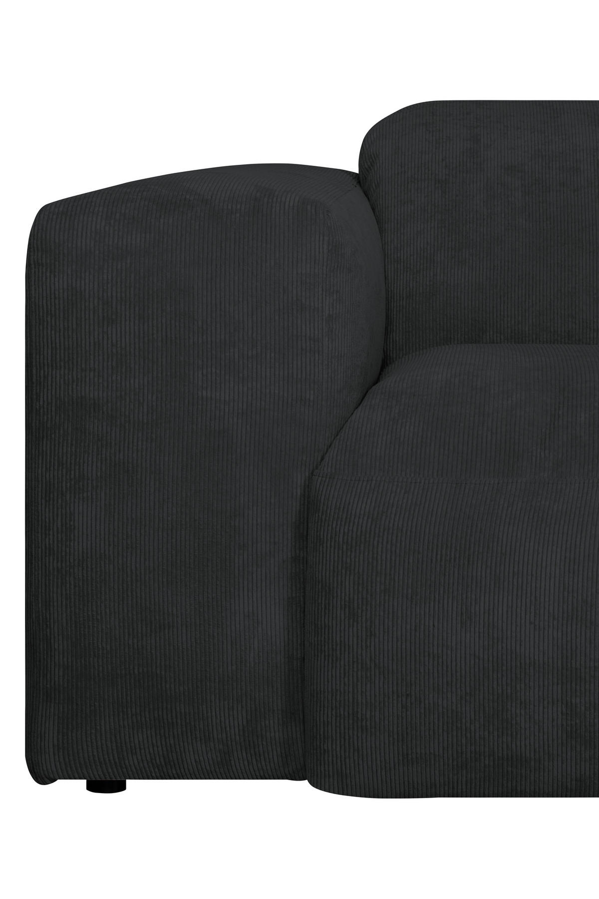ECKSOFA in Cord Schwarz  - Schwarz, Design, Kunststoff/Textil (343/170cm) - MID.YOU