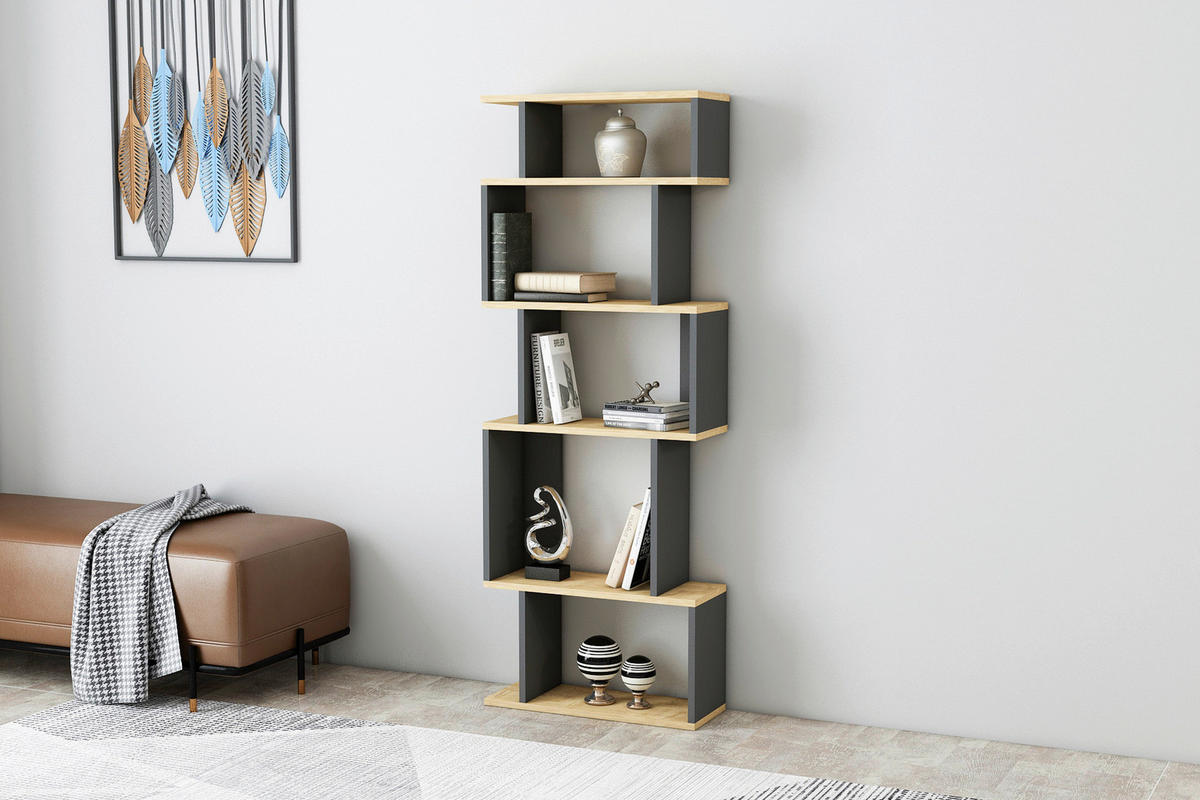 REGAL  60/160/22 cm Anthrazit, Eiche dunkel  - Eiche dunkel/Anthrazit, Design, Holzwerkstoff (60/160/22cm) - Livetastic