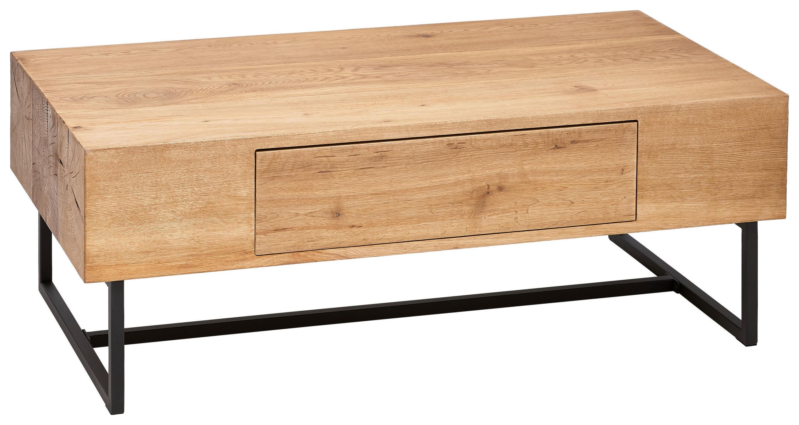COUCHTISCH Eiche furniert, massiv 110/59,5/40 cm rechteckig Schwarz, Eichefarben  - Eichefarben/Schwarz, Design, Holz/Holzwerkstoff (110/59,5/40cm) - Novel