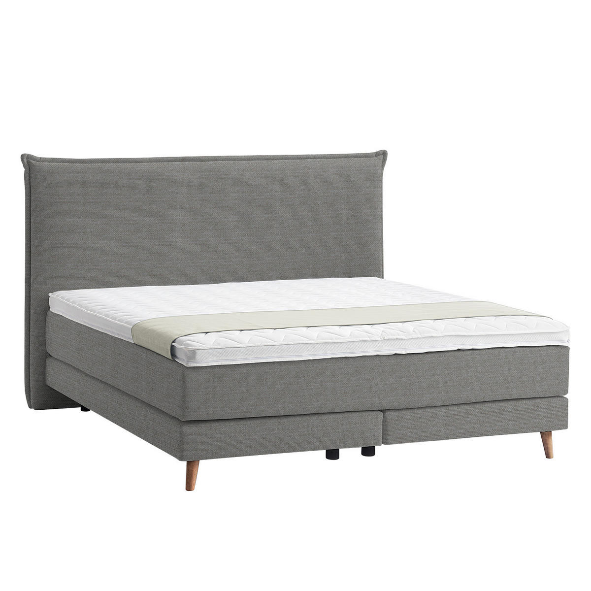BOXSPRINGBETT 140/200 cm  in Graubraun  - Eichefarben/Graubraun, Design, Holzwerkstoff/Textil (140/200cm) - home24