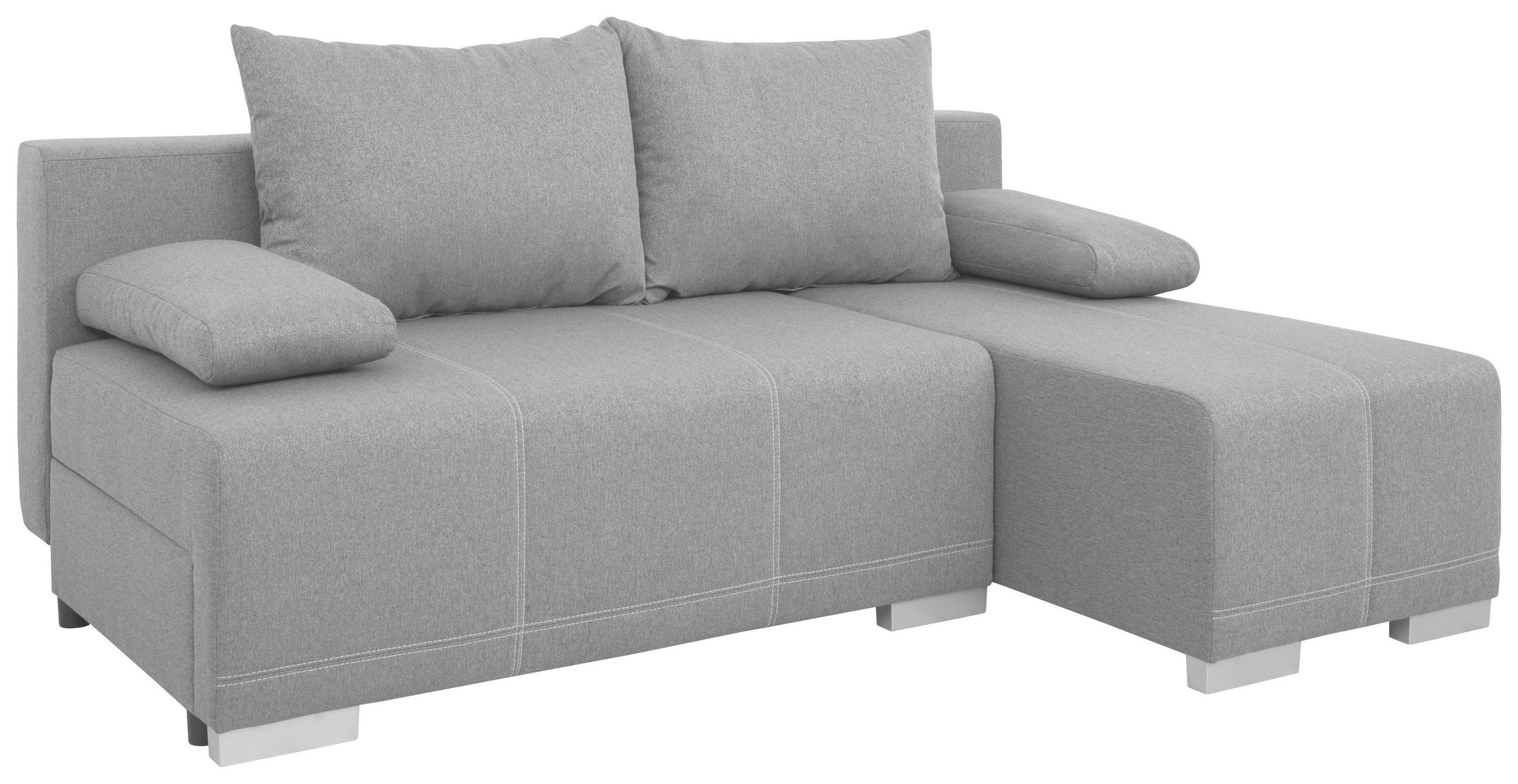ROZKLADACIA ROHOVÁ POHOVKA, textil, sivá - sivá/biela, Design, textil (202/143cm) - MID.YOU