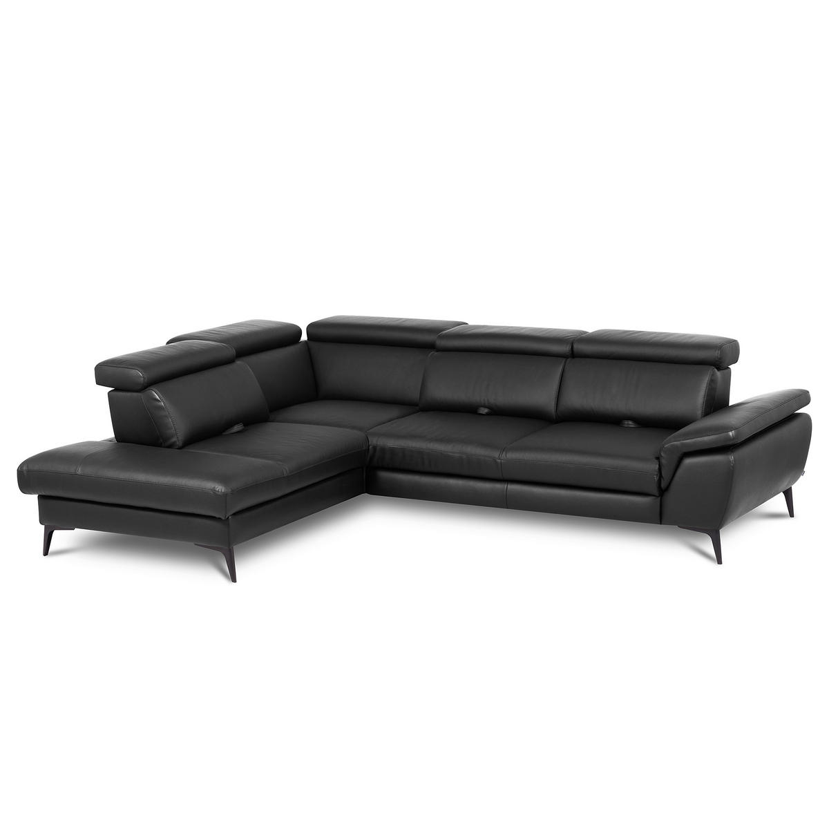 ECKSOFA  in Lederlook Echtleder Schwarz  - Schwarz, Design, Leder/Textil (220/274cm) - Livetastic
